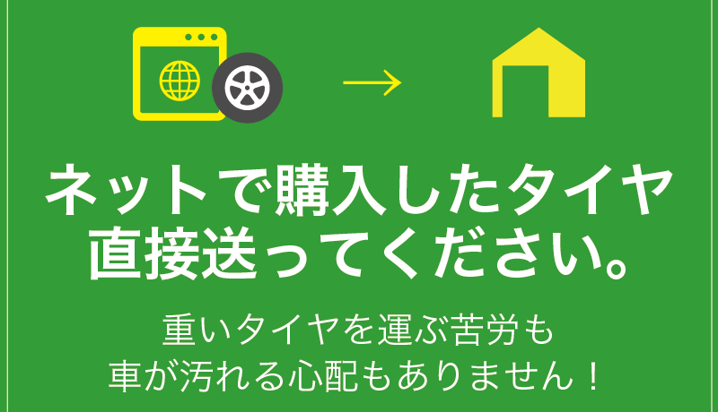 ネットで購入したタイヤ。直接送ってください。